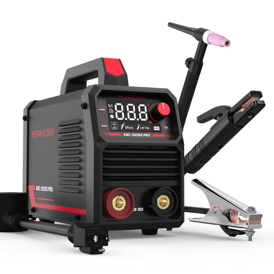 YESWELDER 205Amp Stick Welder Large LED Display with Lift TIG Torch, Digital Inverter IGBT ARC Welding Machine, 110V/220V Dual Voltage Hot Start Portable MMA Welder Machine, Arc force